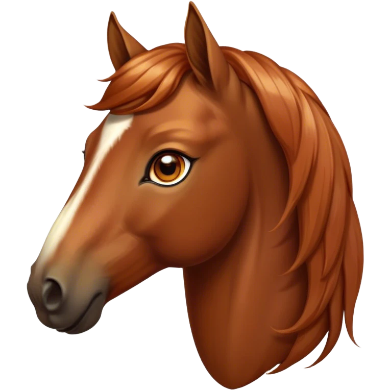 Cinematic Elegant Chestnut Horse Portrait Emoji, Head held high with a serene, graceful gaze, showcasing a magnificent chestnut fur with a radiant shimmer, flowing mane and tail, and luminous amber eyes that exude beauty and grace, Simplified yet majestically refined features, highly detailed, glowing with a soft, ethereal light, high shine, poised and breathtaking, stylized with an air of pure elegance, capturing the essence of a stunning and graceful steed, so beautiful it feels like it could gallop out of the screen with effortless charm! emoji