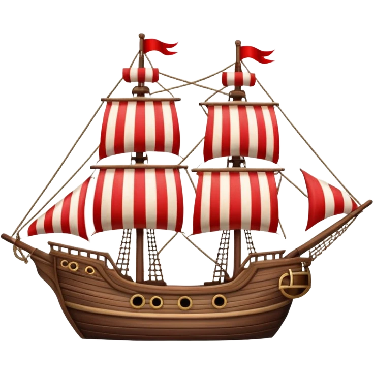 pirate ship red and white lines  emoji