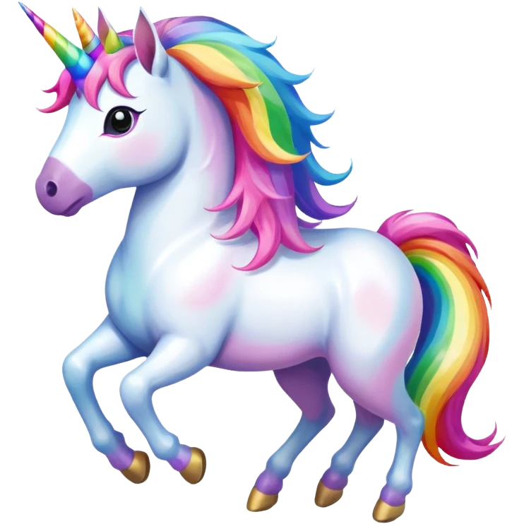 Gökkuşağının üstünde yürüyen unicorn emoji