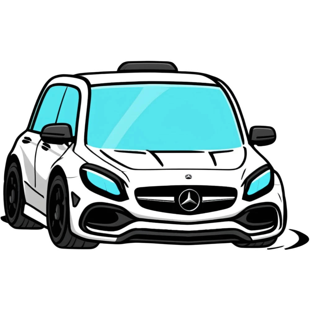 Mercedes car as a cartoon sticker emoji