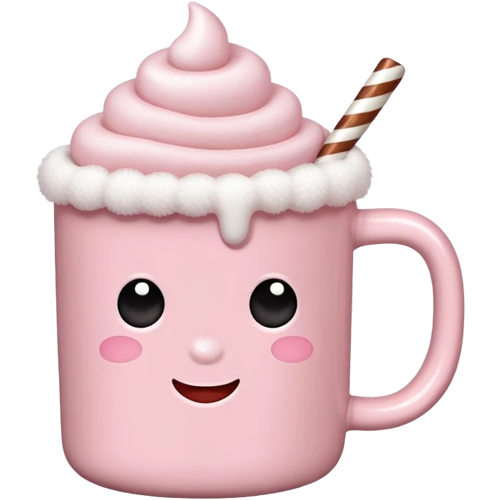 Light Pink mug of hot chocolate with marshmallows  emoji