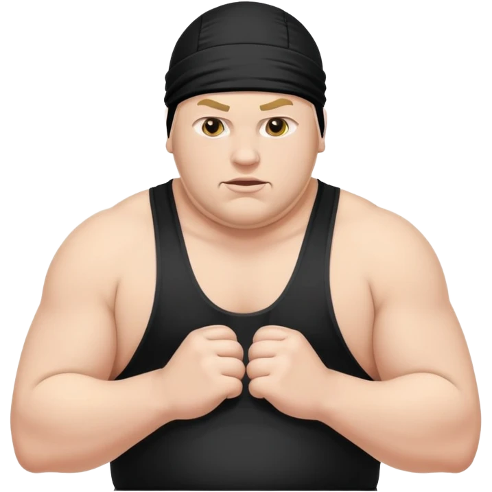 White skin fat guy with black durag in wrestling singlet emoji