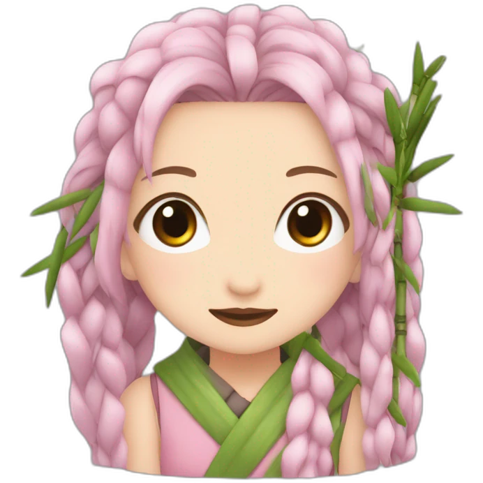 Nezuko avec un bambou sur sa bouche emoji