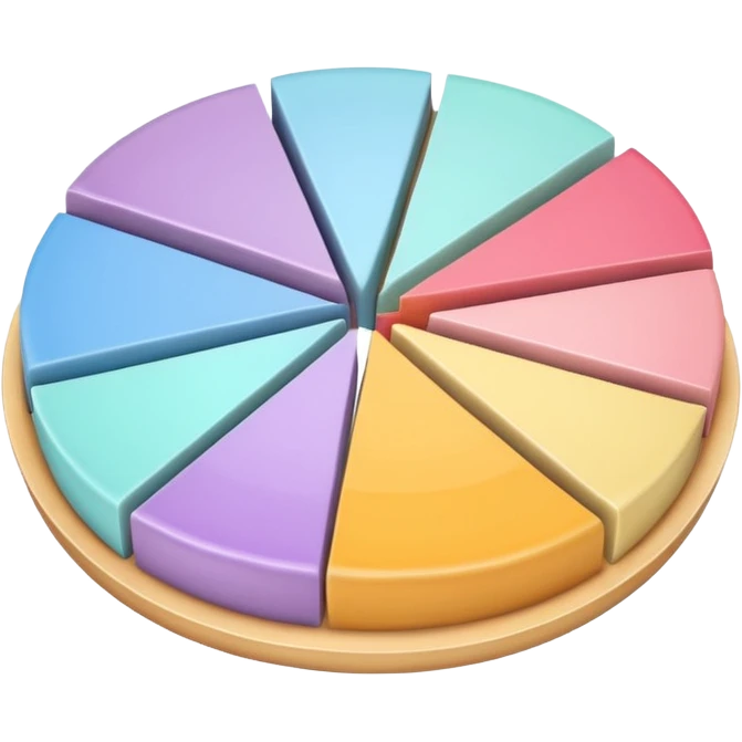 i need a 3d pie chart with diffrent pastel shade slices emoji