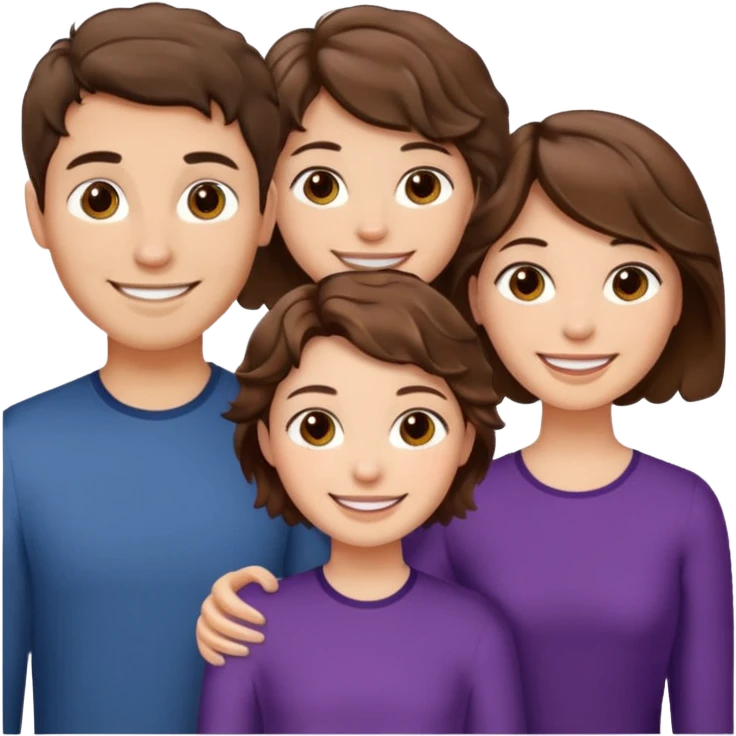 Throuple two women with short wavy brown hair, male with short brown hair emoji