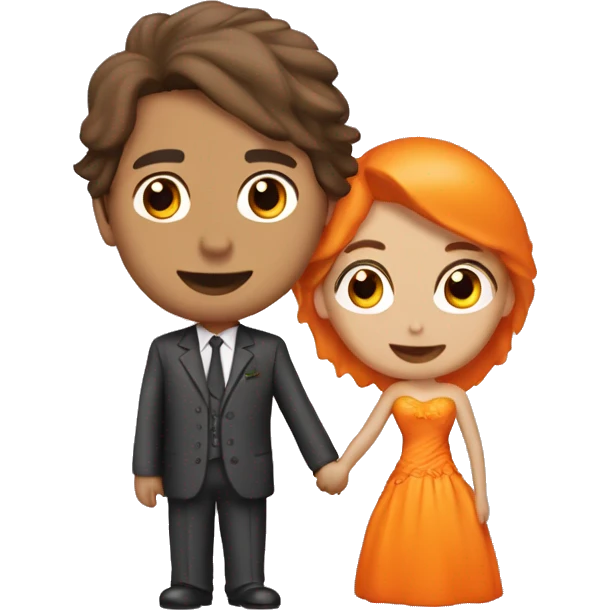 Novio moreno besándose con novia peli naranja  emoji