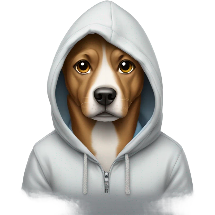 A dog wearing a hoodie emoji