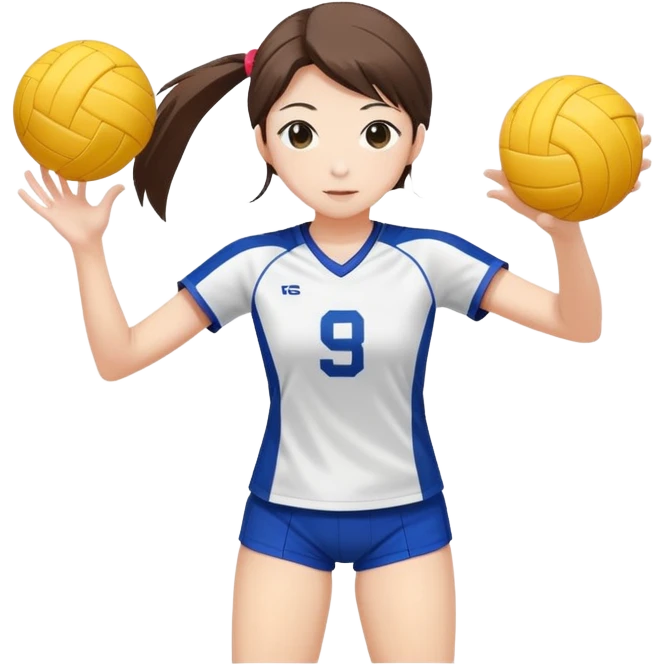 Japanese high school girl in sports uniform playing volleyball emoji