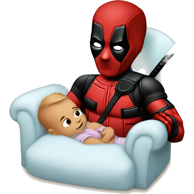 Deadpool with baby emoji