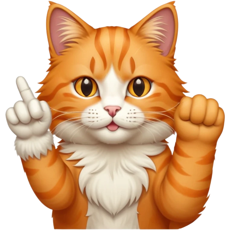 orange cat showing middle finger  emoji