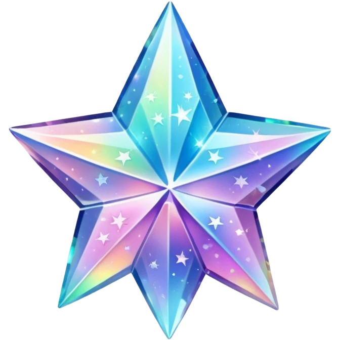 hd detailed glittering holographic star shaped crystal emoji