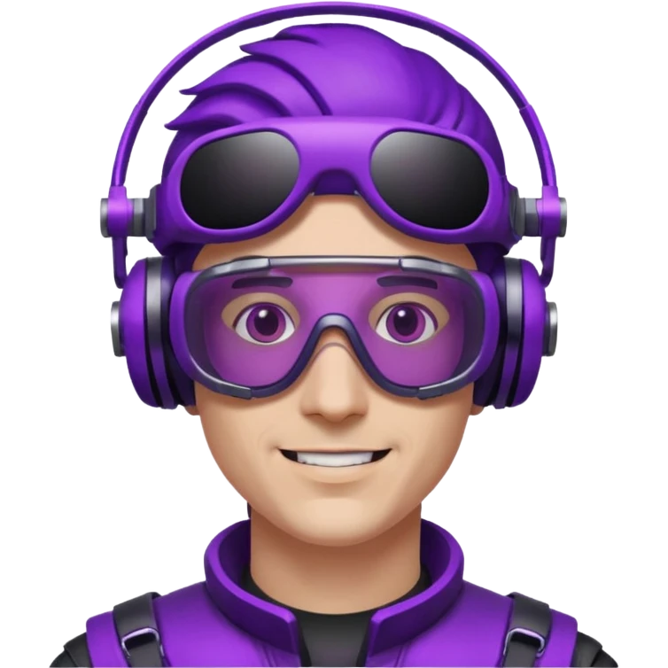 Cyberpunk man fappy head 3d puruple cyber VR -glasses emoji
