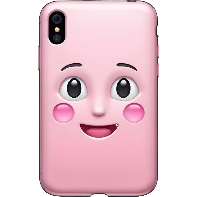 pastel pink iPhone, with a shiny finish, iOS Apple emoji style emoji