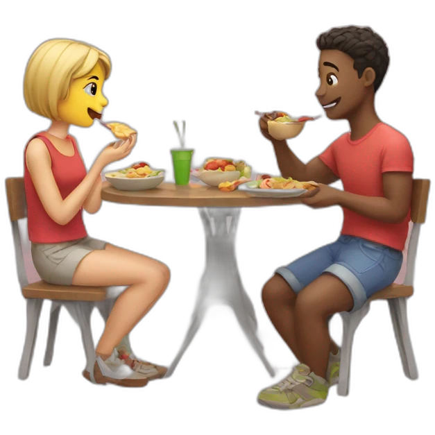 Two friends eating lunch emoji