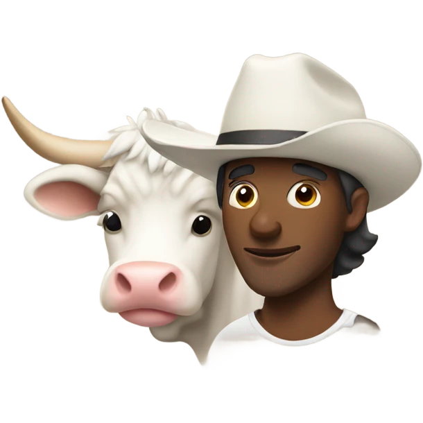 Guy wearing cow hat emoji