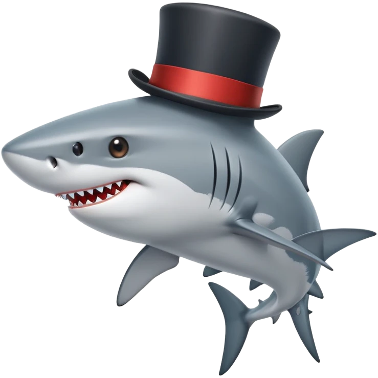 Shark with a top hat emoji