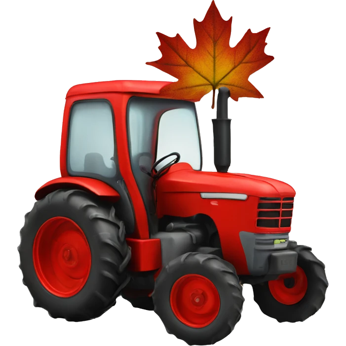 Red Tractor with a maple leaf in the backgound emoji