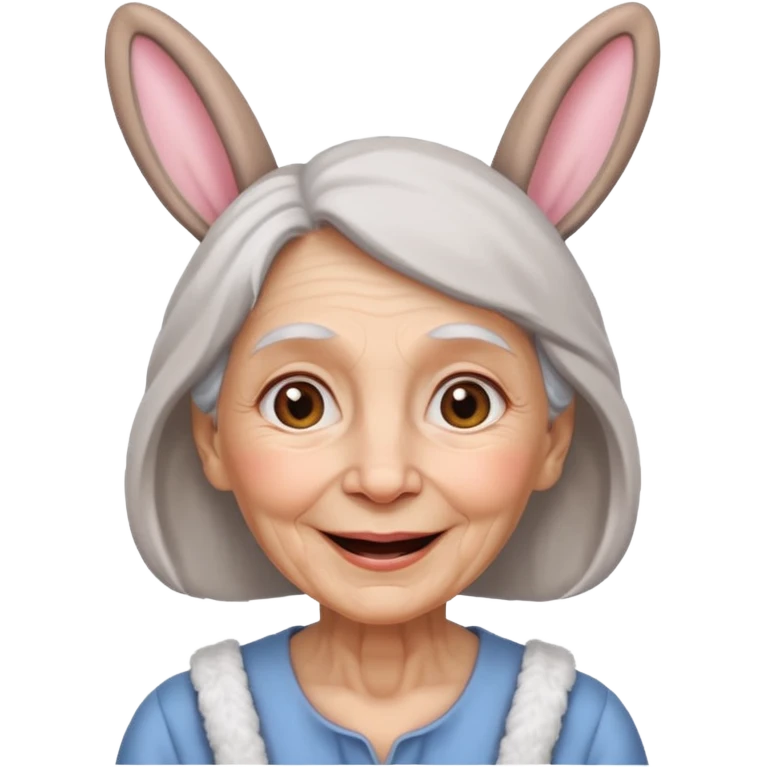 old woman with bunny ears emoji