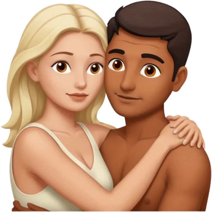 Spooning naked Indian man white woman emoji