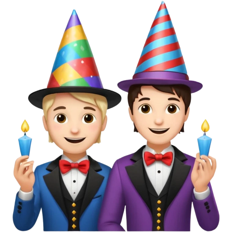 magician couple celebrat boy birthday  emoji