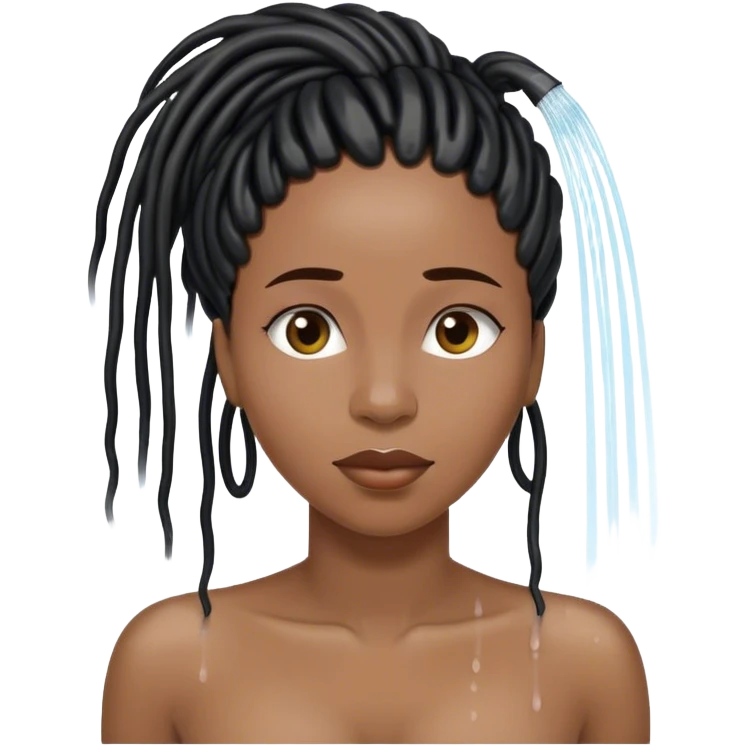 Black Woman with black locs shower  emoji