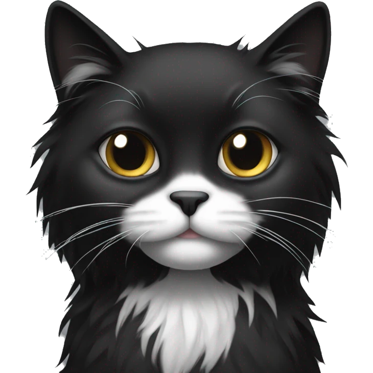 black long hair cat with black and white muzzle emoji