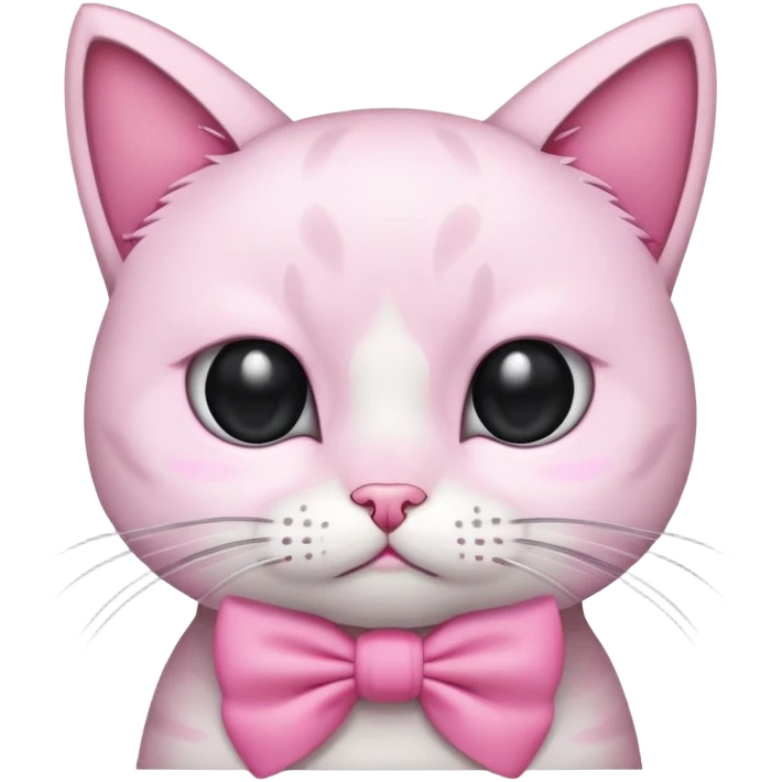 Sad cat with black eyes pink bow emoji