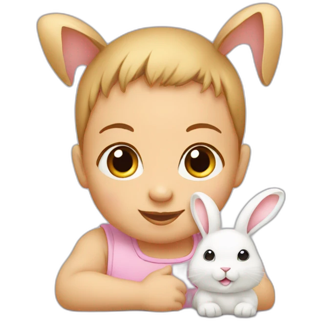 Bébé avec lapin emoji