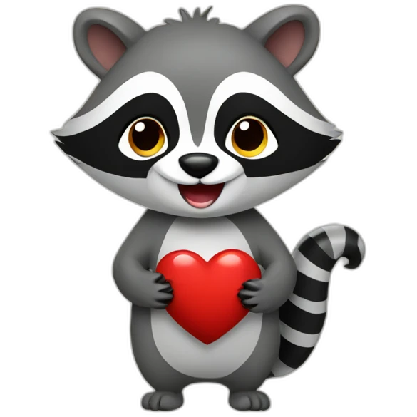 Racoon holding heart emoji