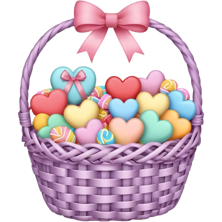 Pastel-colored Valentine’s Day basket emoji