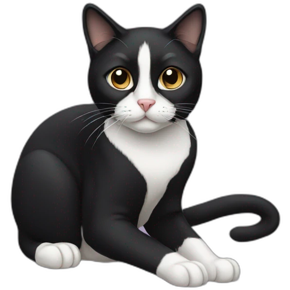 Tuxedo cat with lack nose emoji
