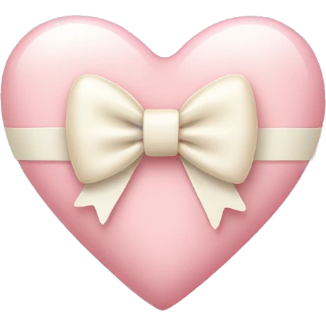 light pink heart with cream bow emoji