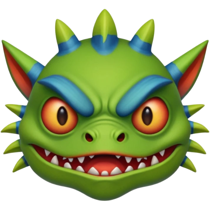 angry Warcraft murloc emoji, frowning, sharp teeth emoji