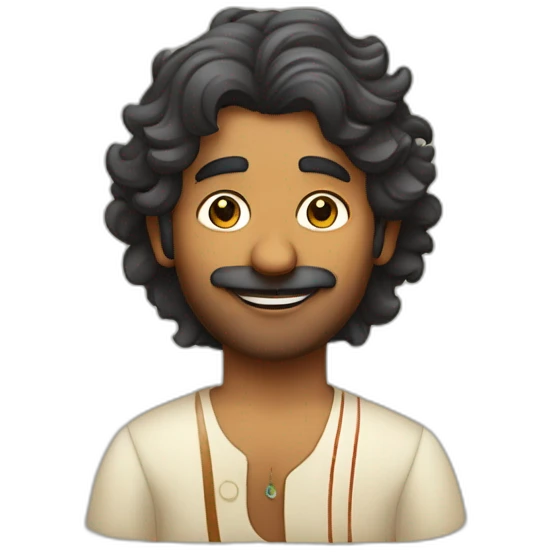 wavy haired indian man playing harmonium with no facial hair emoji