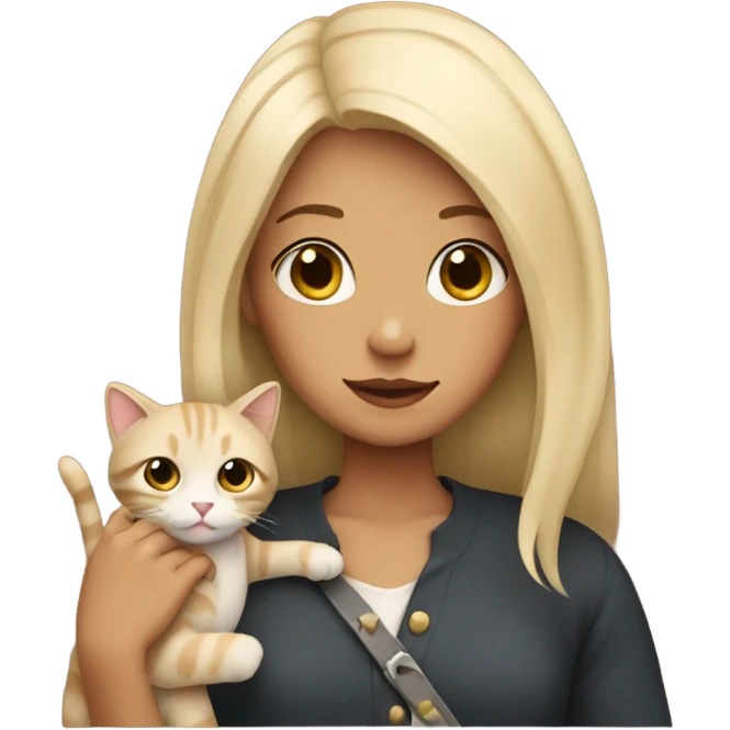 Beige hair girl with cat  emoji