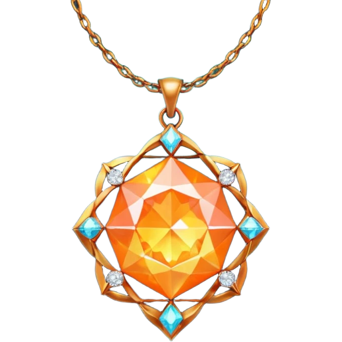 Fantasy Magic Orange Necklace Diamonds Low Poly emoji