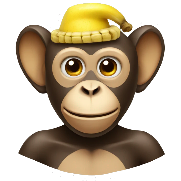 Monkey with banana hat emoji