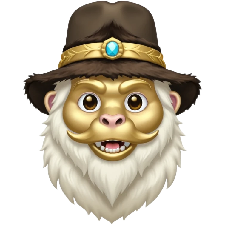 a yeti with a pimp hat and fur coat and gold teeth emoji