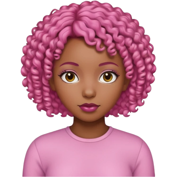 black girl with pink short curly hair emoji