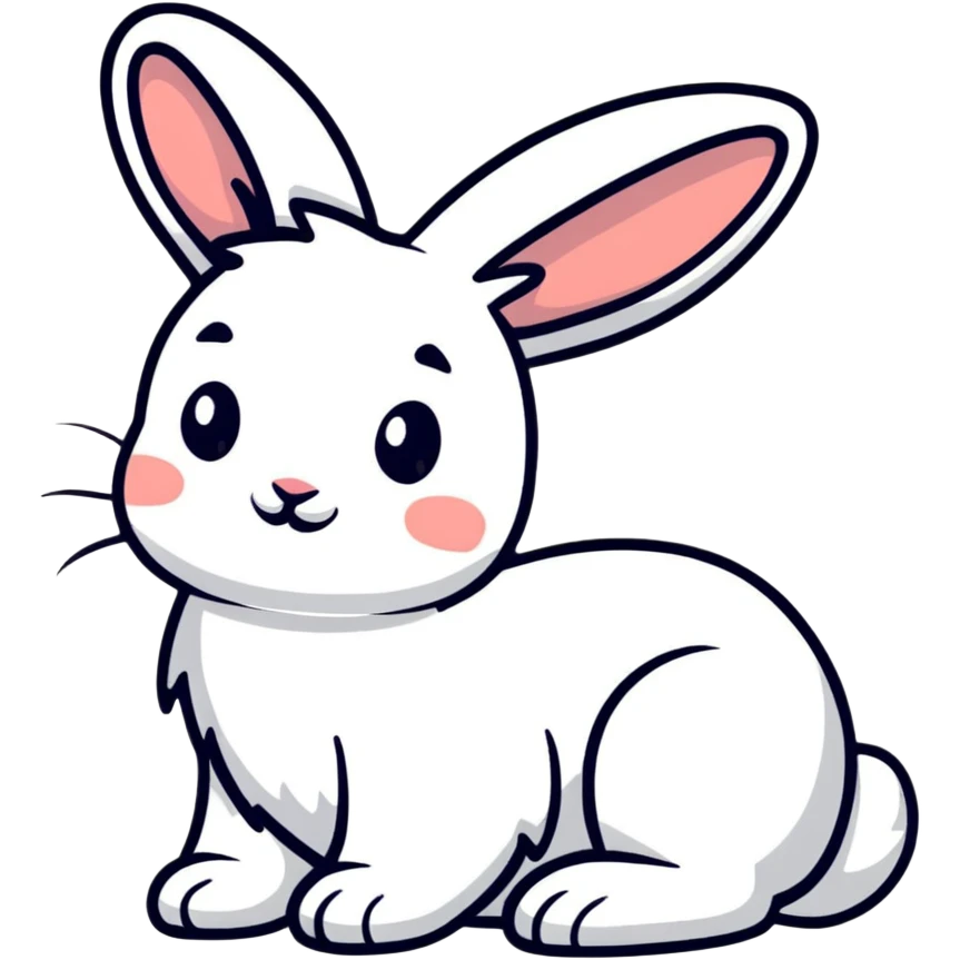 Bunny laying on stomach not shaded in with white outline  emoji