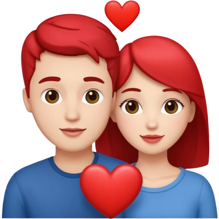 An in love couple with a heart above them, enjoy style emoji