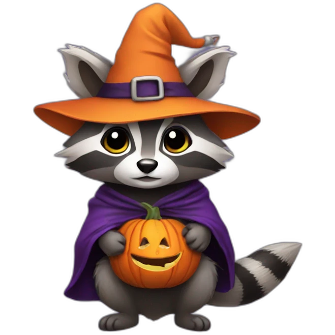 a racoon in a witch costume emoji