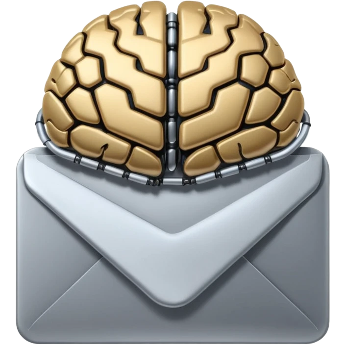 black Robotic brain connected to email envelope emoji