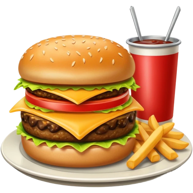 1950s diner food meal. Cheese Burger and fries emoji
