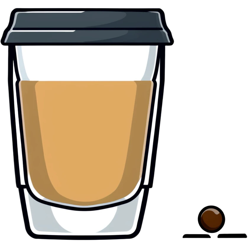 Small 4.5 ounce Gibraltar glass with cortado espresso drink, properly sized small tumbler with espresso and milk emoji