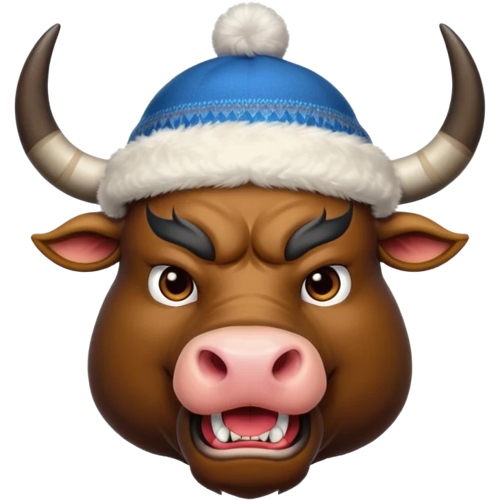 angry winter New Year's with black horns bull emoji emoji
