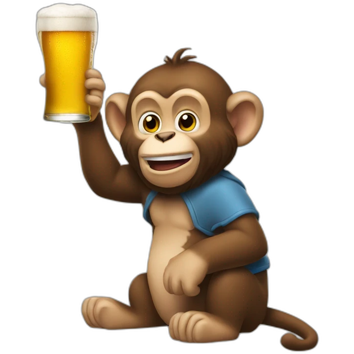 Un singe qui boit une bierre emoji