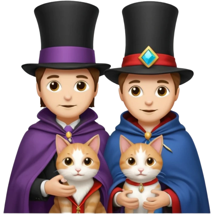 magician couple and their pet cat emoji
