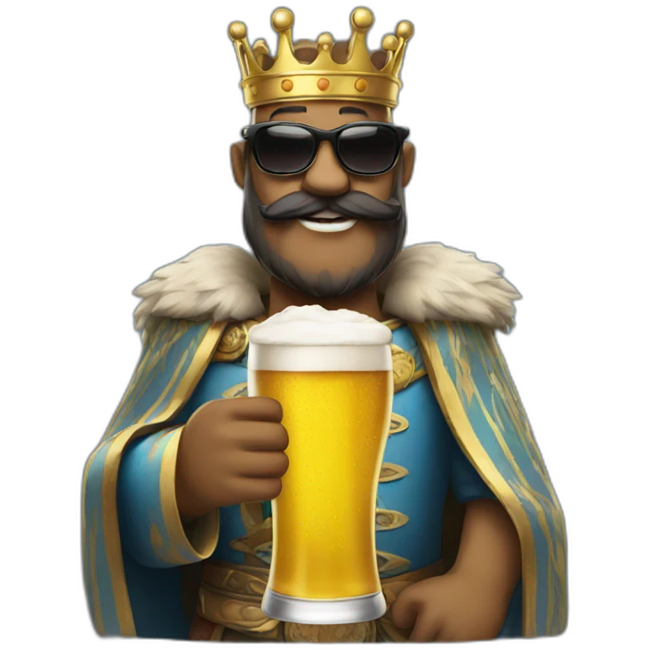 King with a beer and sunglasses emoji