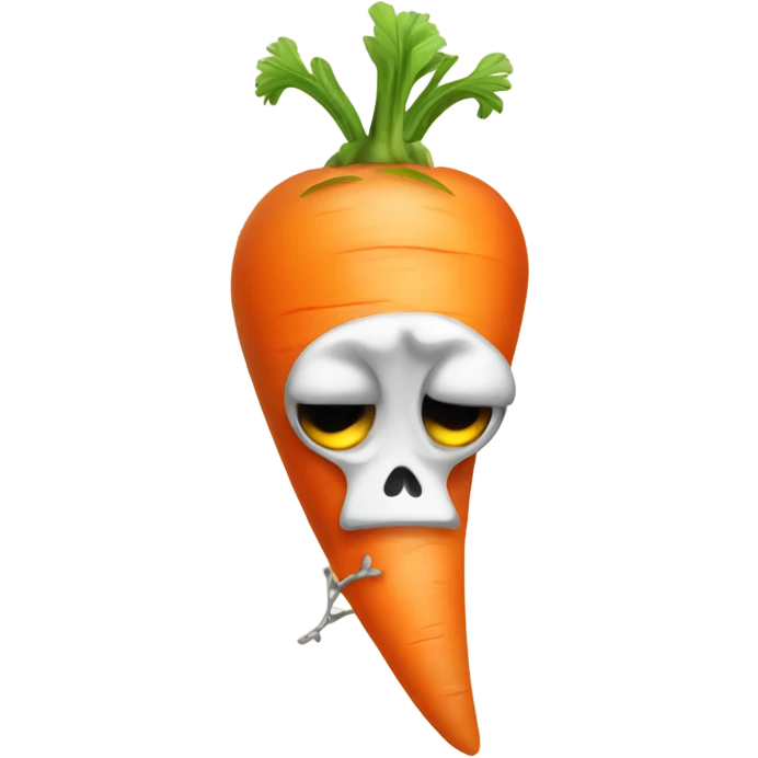 Sad carrot crying over bird skeleton emoji